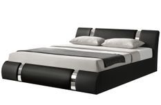 Lit coffre design 180x200 cm similicuir noir et métal Ange