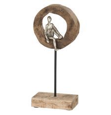 Objet sur pied manguier et métal argenté Liath 19 cm - Lot de 2