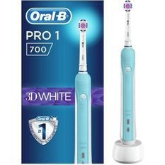 Oral-B PRO 1 700 - Brosse a Dents Électrique - Rechargeable - Minuteur - Blanche et bleue