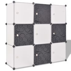 Organisateur de rangement cube avec 9 compartiments Noir/Blanc