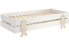 Pack de 2 lits empilables pin massif blanc et bois clair Fernando 90x200 cm