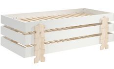 Pack de 3 lits empilables pin massif blanc et bois clair Valentino 90x200 cm