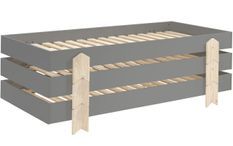 Pack de 3 lits empilables pin massif gris et bois clair Ridulo 90x200 cm