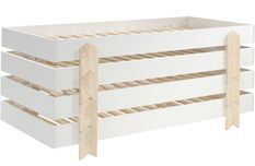 Pack de 4 lits empilables pin massif blanc et bois clair Ridulo 90x200 cm