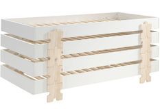 Pack de 4 lits empilables pin massif blanc et bois clair Valentino 90x200 cm