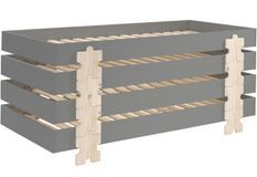 Pack de 4 lits empilables pin massif gris et bois clair Valentino 90x200 cm