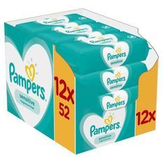 PAMPERS Lingettes bébé SENSITIVE - Lot de 12 x 52 lingettes - 624 lingettes