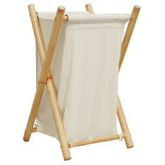 Panier à linge blanc crème 41,5x36x63,5 cm bambou