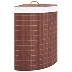 Panier à linge d'angle Bambou Marron 60 L