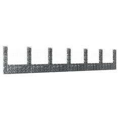 Panier de gabion en forme de U avec 7 poteaux Fer 740x20x150 cm