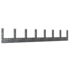 Panier de gabion en forme de U avec 8 poteaux Fer 860x20x150 cm