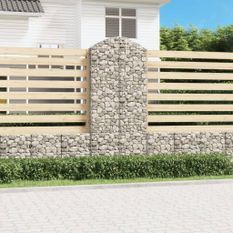 Panier de gabions arqué 100x30x220/240 cm Fer galvanisé