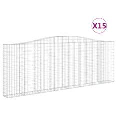 Paniers à gabions arqués 15 pcs 400x30x140/160 cm Fer galvanisé