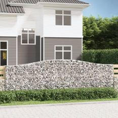 Paniers à gabions arqués 2 pcs 400x30x120/140 cm Fer galvanisé