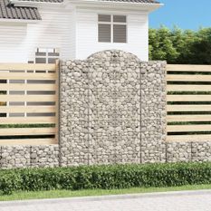 Paniers à gabions arqués 5 pcs 200x50x220/240 cm Fer galvanisé