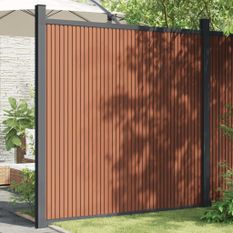 Panneau de clôture avec 2 poteaux marron 180x186 cm WPC