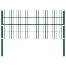 Panneau de clôture avec poteaux Fer 1,7 x 0,8 m Vert