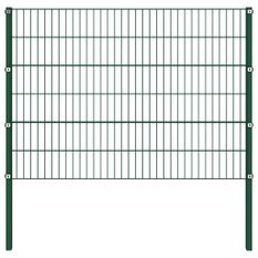 Panneau de clôture avec poteaux Fer 1,7 x 1,2 m Vert