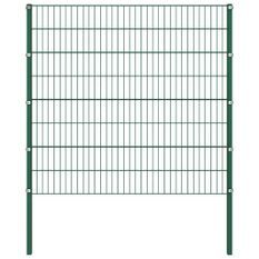 Panneau de clôture avec poteaux Fer 1,7 x 1,6 m Vert
