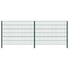 Panneau de clôture avec poteaux Fer 3,4 x 1,2 m Vert