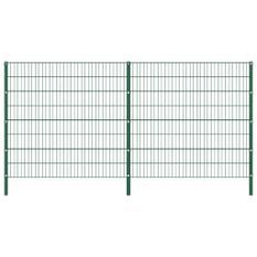 Panneau de clôture avec poteaux Fer 3,4 x 1,6 m Vert