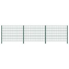 Panneau de clôture avec poteaux Fer 5,1 x 1,2 m Vert