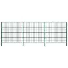 Panneau de clôture avec poteaux Fer 5,1 x 1,6 m Vert