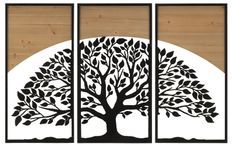 Panneau mural arc en fer et bois ensemble de 3 pièces cm 105x2x70 (35x2x70)