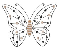 Panneau mural en fer/bois papillon cm 39,5 x 1,5 x 33,5 min 2