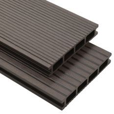 Panneaux de terrasse creux WPC 20 m² 2,2 m Marron foncé