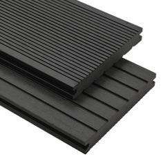 Panneaux de terrasse solides et accessoires WPC 20m² 2,2 m Noir