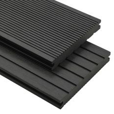 Panneaux de terrasse solides et accessoires WPC 30m² 2,2 m Noir
