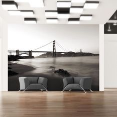 Papier peint San Francisco : Golden Gate en noir et blanc