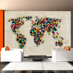 Papier peint World Map a kaleidoscope of colors