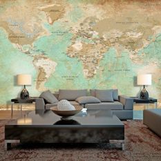 Papier peint XXL Turquoise World Map II