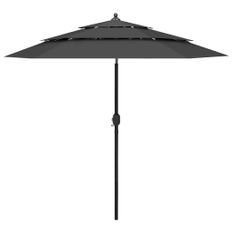 Parasol à 3 niveaux avec mât en aluminium Anthracite 2,5 m