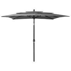 Parasol à 3 niveaux avec mât en aluminium Anthracite 2,5x2,5 m