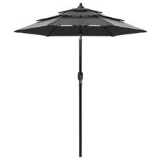 Parasol à 3 niveaux avec mât en aluminium Anthracite 2 m