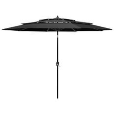 Parasol à 3 niveaux avec mât en aluminium Anthracite 3 m