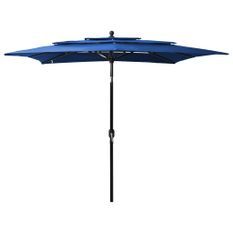 Parasol à 3 niveaux avec mât en aluminium Bleu azuré 2,5x2,5 m