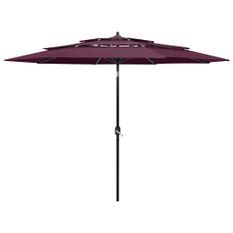 Parasol à 3 niveaux avec mât en aluminium Bordeaux 3 m