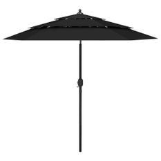 Parasol à 3 niveaux avec mât en aluminium Noir 2,5 m