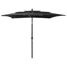 Parasol à 3 niveaux avec mât en aluminium Noir 2,5x2,5 m