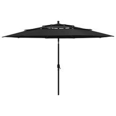 Parasol à 3 niveaux avec mât en aluminium Noir 3,5 m