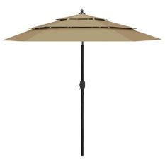 Parasol à 3 niveaux avec mât en aluminium Taupe 2,5 m