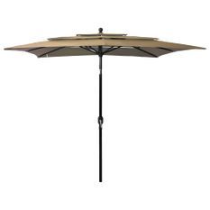 Parasol à 3 niveaux avec mât en aluminium Taupe 2,5x2,5 m