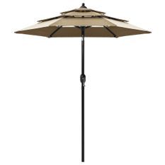 Parasol à 3 niveaux avec mât en aluminium Taupe 2 m