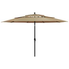 Parasol à 3 niveaux avec mât en aluminium Taupe 3,5 m