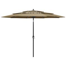 Parasol à 3 niveaux avec mât en aluminium Taupe 3 m