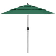 Parasol à 3 niveaux avec mât en aluminium Vert 2,5 m